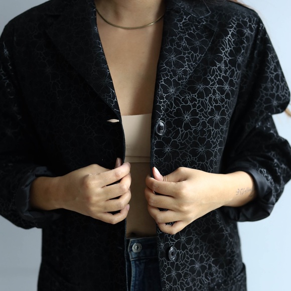 Vintage Black Floral Blazer (made in Canada) - Picture 3 of 5
